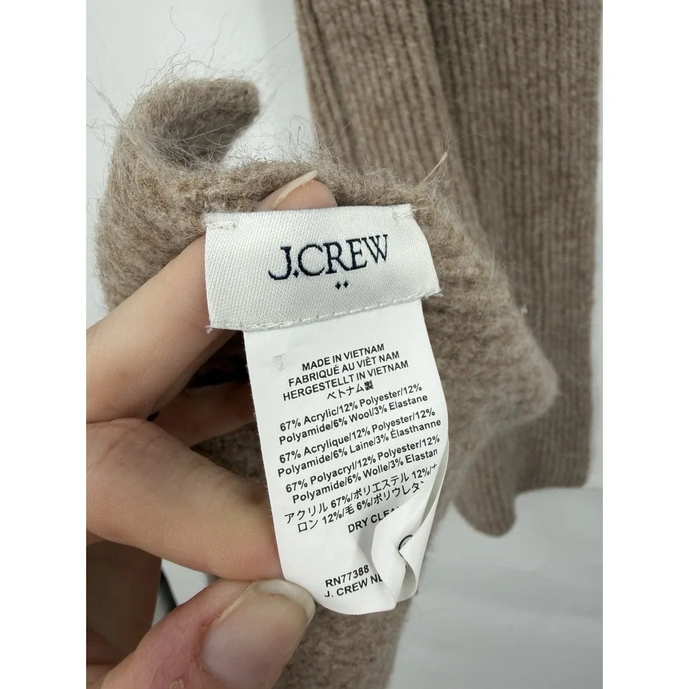 J. Crew Factory Tan Camel Ribbed Knit Scarf Soft Acrylic Winter Unisex Academia